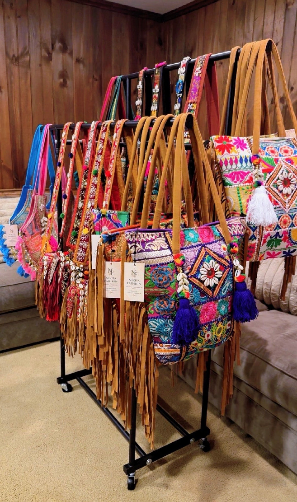 Handmade Embroidered Boho Tote Bag – Colorful Statement Handbag